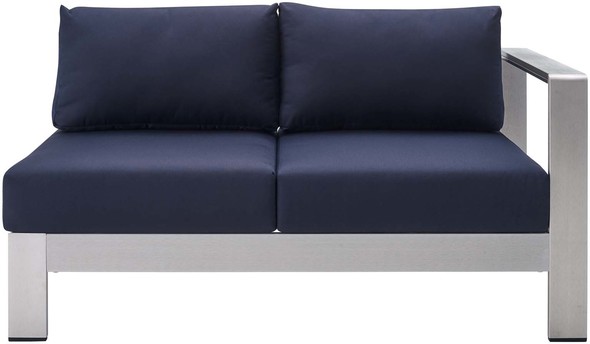 sectional with chaise and pull out bed Modway Furniture Sofa Sectionals Silver Navy