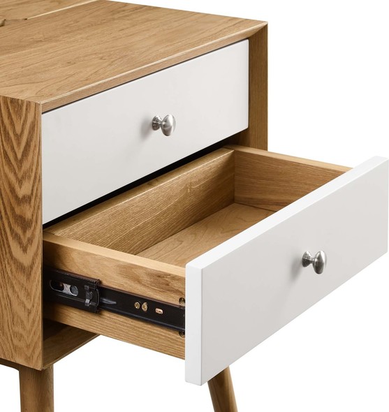 black and oak bedside table Modway Furniture Case Goods Natural White