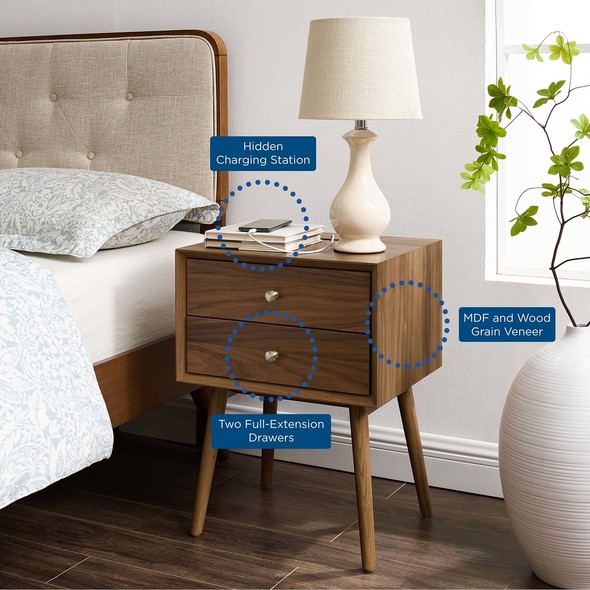 bedside table art Modway Furniture Case Goods Walnut Walnut