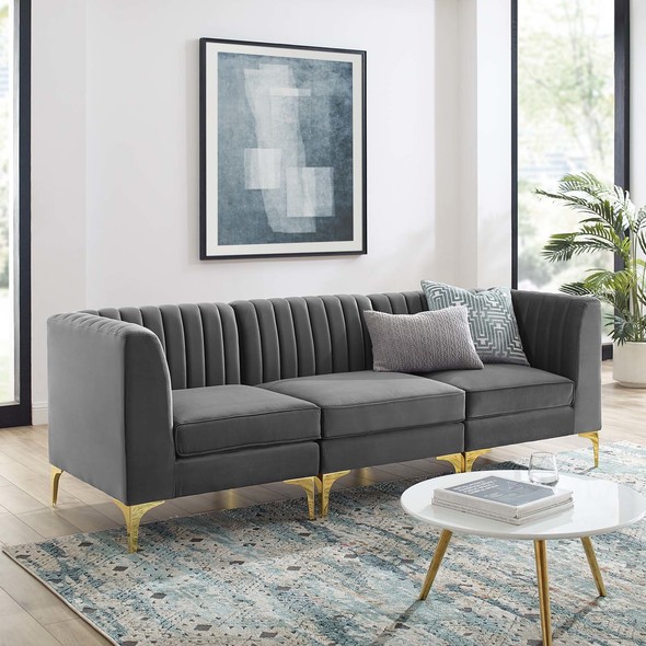 sleeper sofa velvet Modway Furniture Sofas and Armchairs Gray