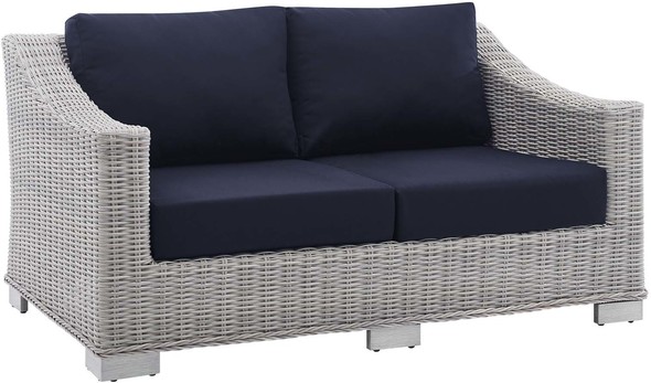 outdoor patio set with bench Modway Furniture Sofa Sectionals Light Gray Navy