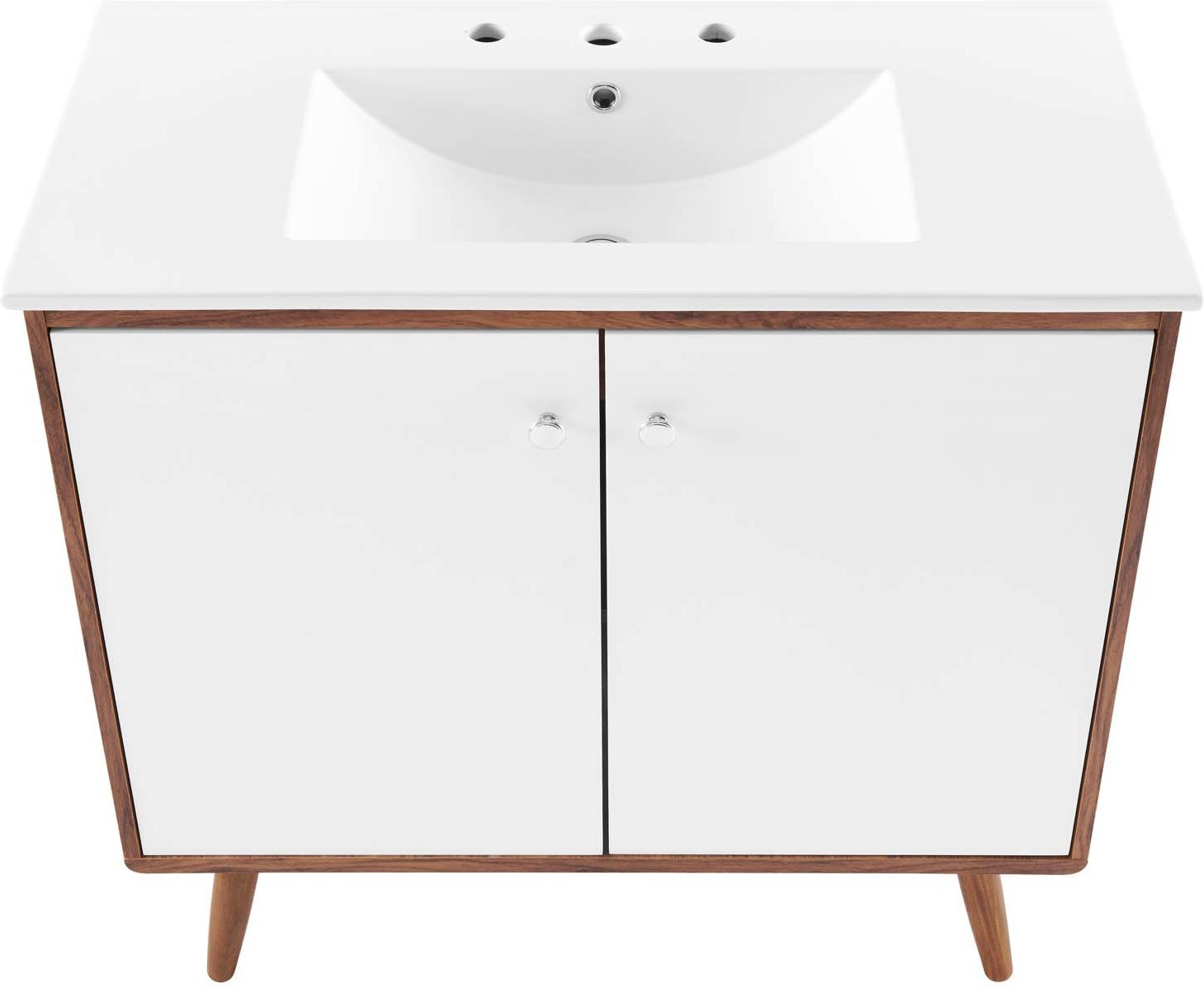 60 inch double vanity Modway Furniture Vanities Walnut White