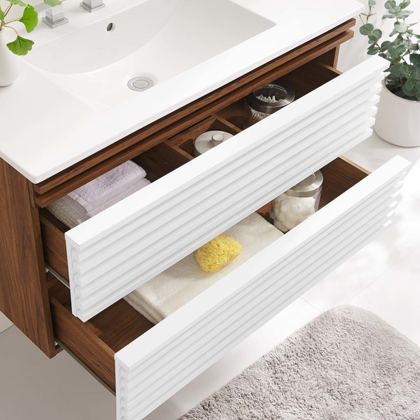 black sink cabinet Modway Furniture Vanities White Walnut White