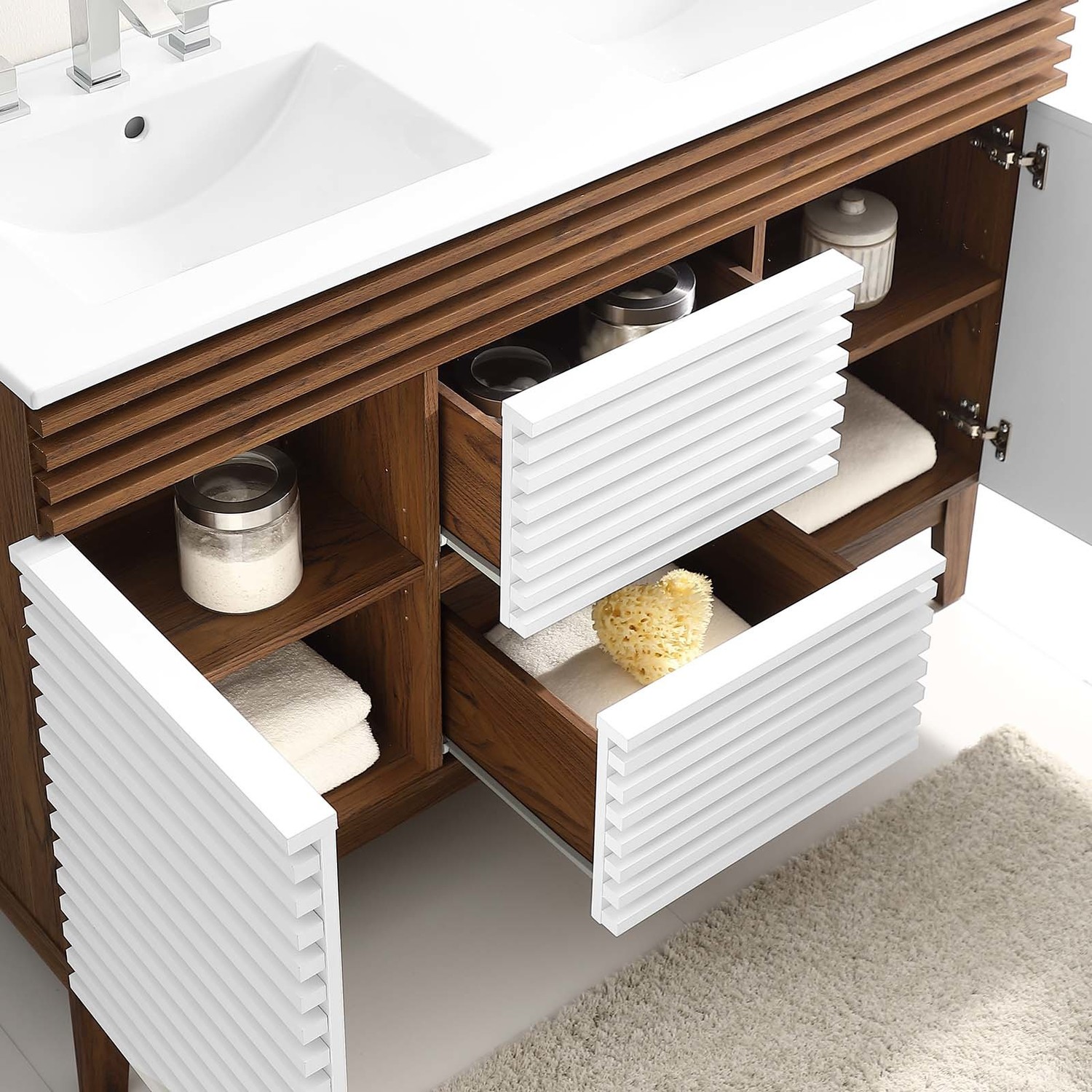 small corner sink vanity Modway Furniture Vanities White Walnut White