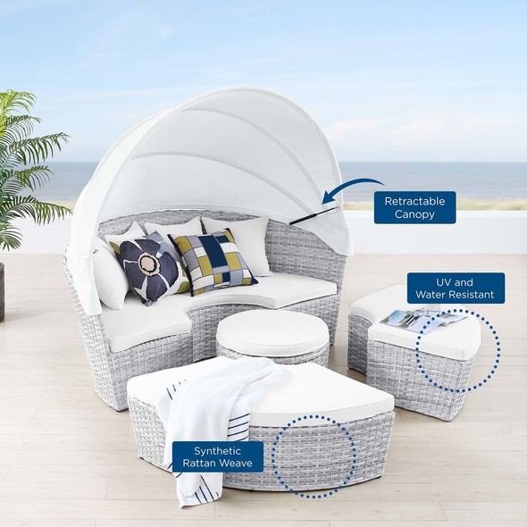 all weather outdoor furniture Modway Furniture Daybeds and Lounges Light Gray White