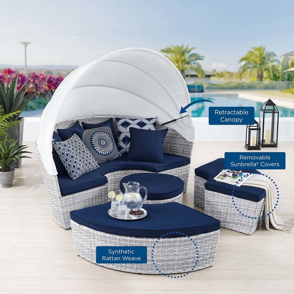 cushioned patio chairs Modway Furniture Daybeds and Lounges Outdoor Beds Light Gray Navy