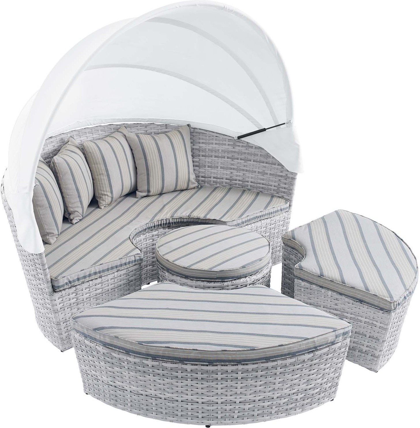 3 piece outdoor wicker cushion set Modway Furniture Daybeds and Lounges Light Gray Pebble