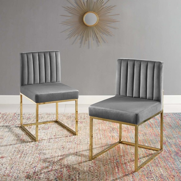 rustic side chair Modway Furniture Dining Chairs Gold Charcoal