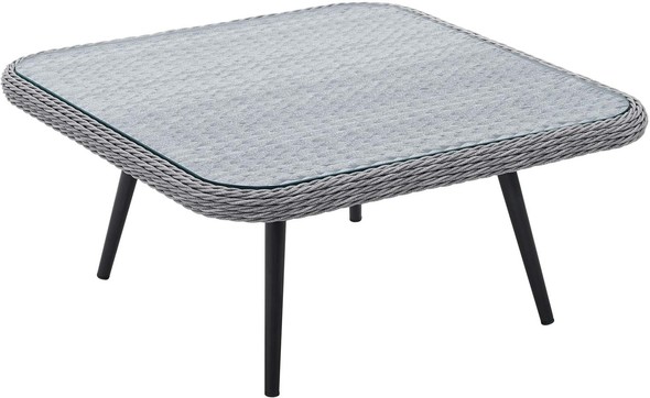 rectangular square glass side table Modway Furniture Bar and Dining Gray