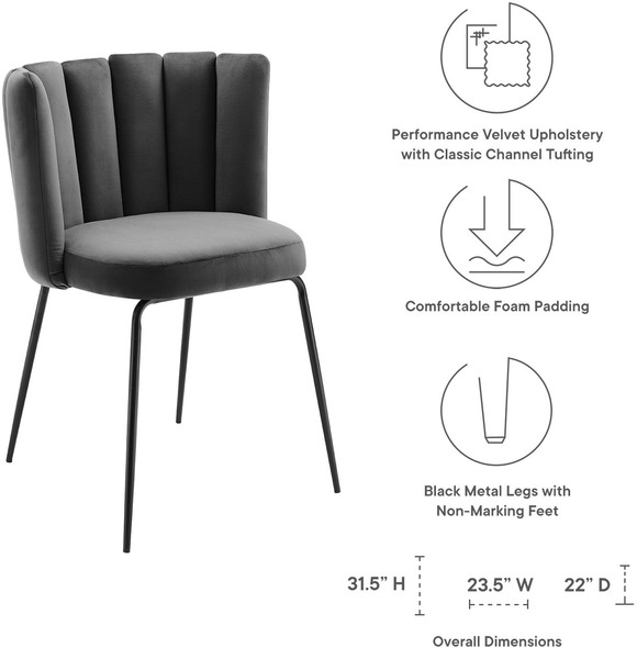 cheap velvet dining chairs Modway Furniture Dining Chairs Black Gray