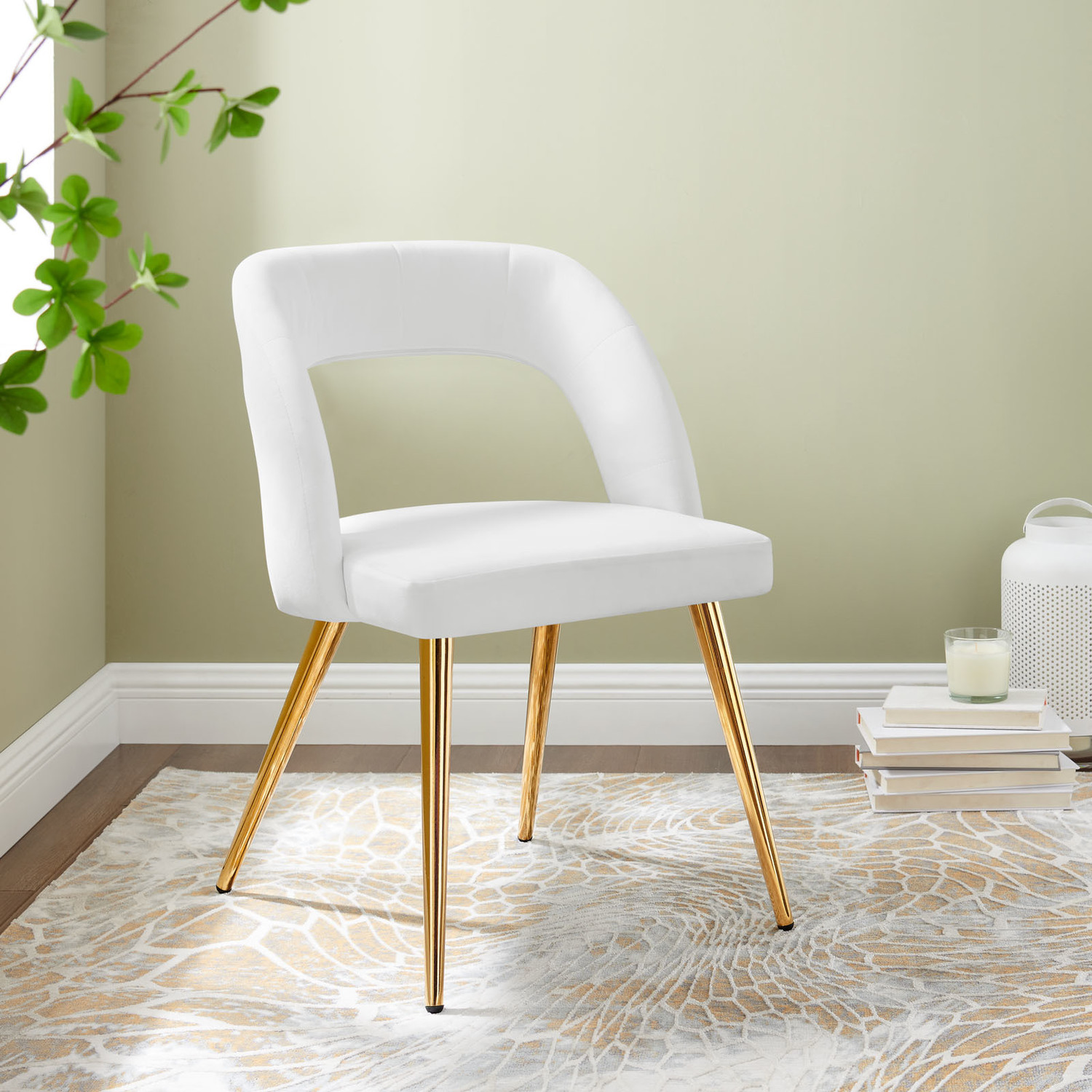 modern chairs for dining table Modway Furniture Dining Chairs Gold White