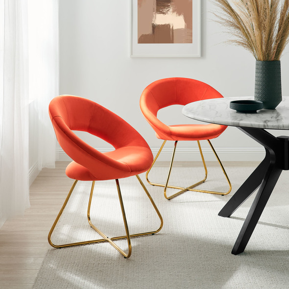 dining room table with blue chairs Modway Furniture Dining Chairs Gold Orange