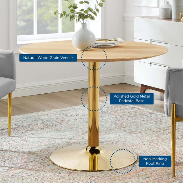 round table for 8 people Modway Furniture Bar and Dining Tables Gold Natural