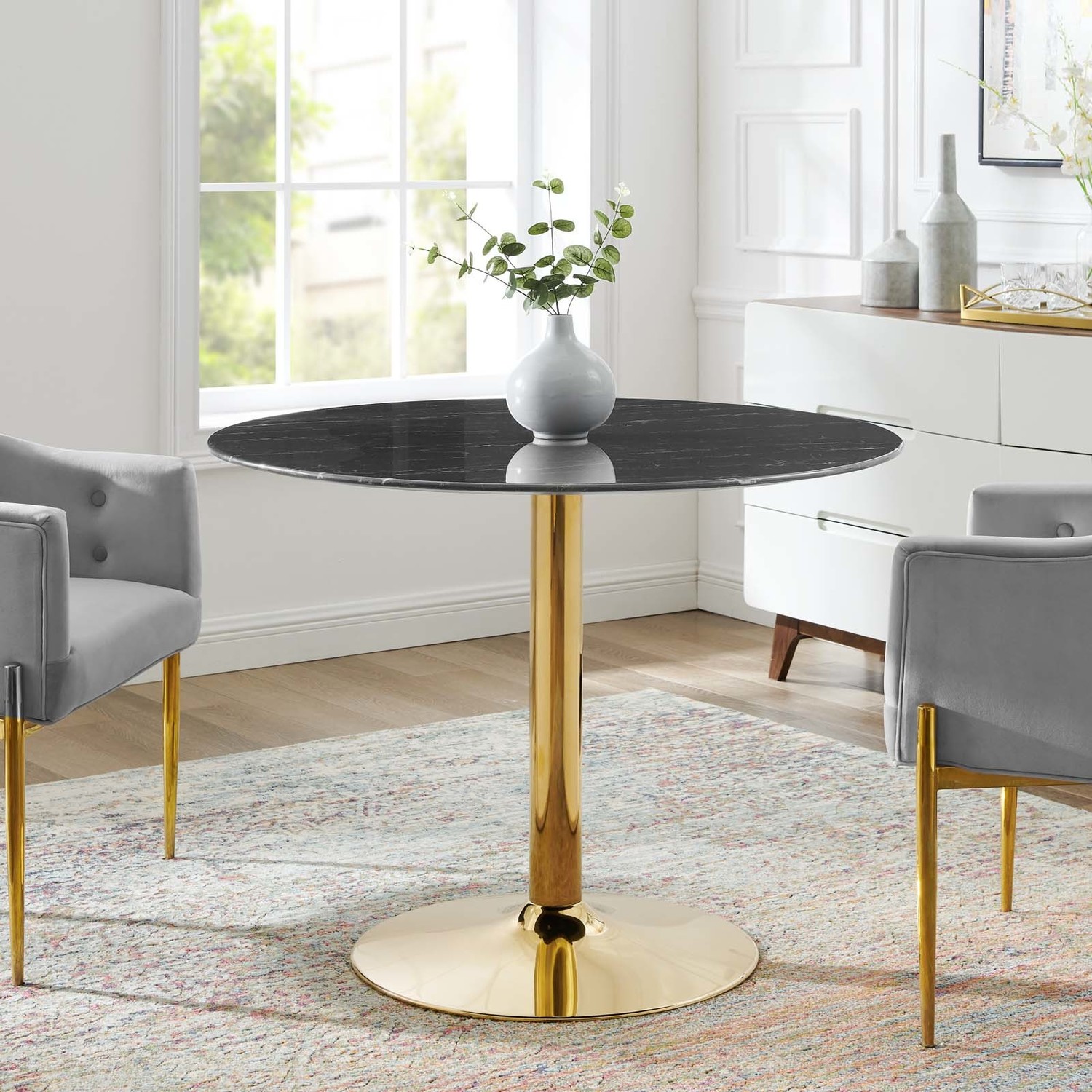 white circle table Modway Furniture Bar and Dining Tables Gold Black