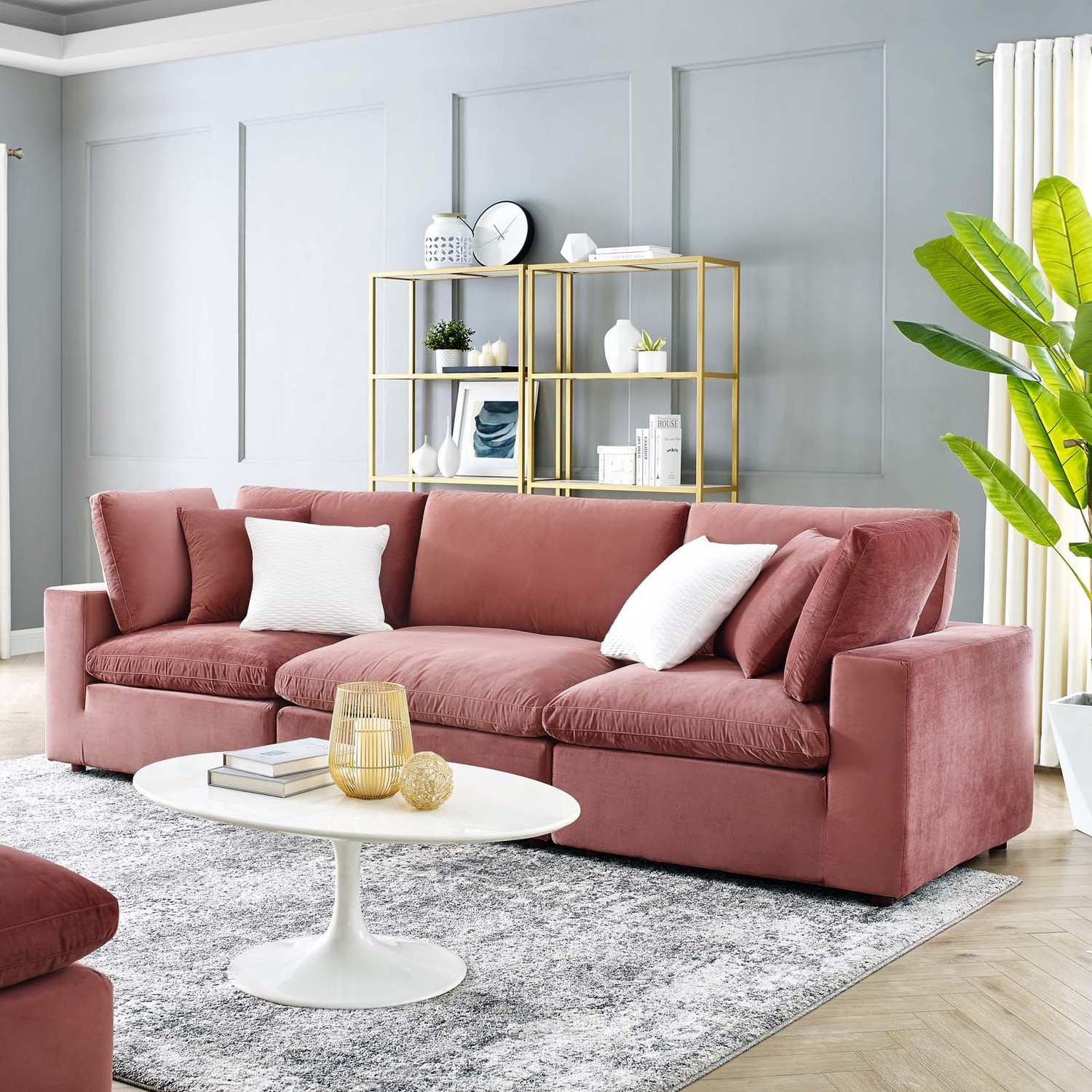 low modern sectional sofa Modway Furniture Sofas and Armchairs Dusty Rose