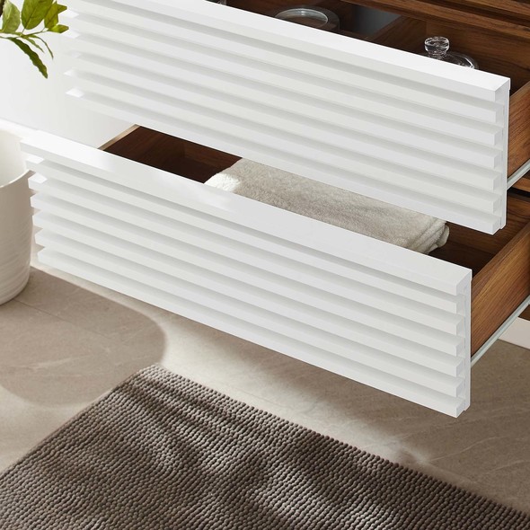 60 inch bathroom cabinet single sink Modway Furniture Vanities White Walnut