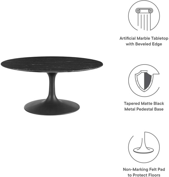 white coffee table with stools Modway Furniture Tables Black Black