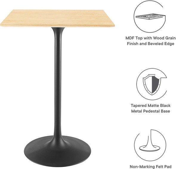 round table top Modway Furniture Bar and Dining Tables Black Natural