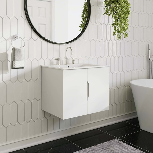 bathroom vanity 60 inch double sink Modway Furniture Vanities White