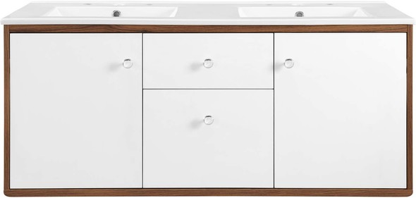 60 double vanity Modway Furniture Vanities Walnut White