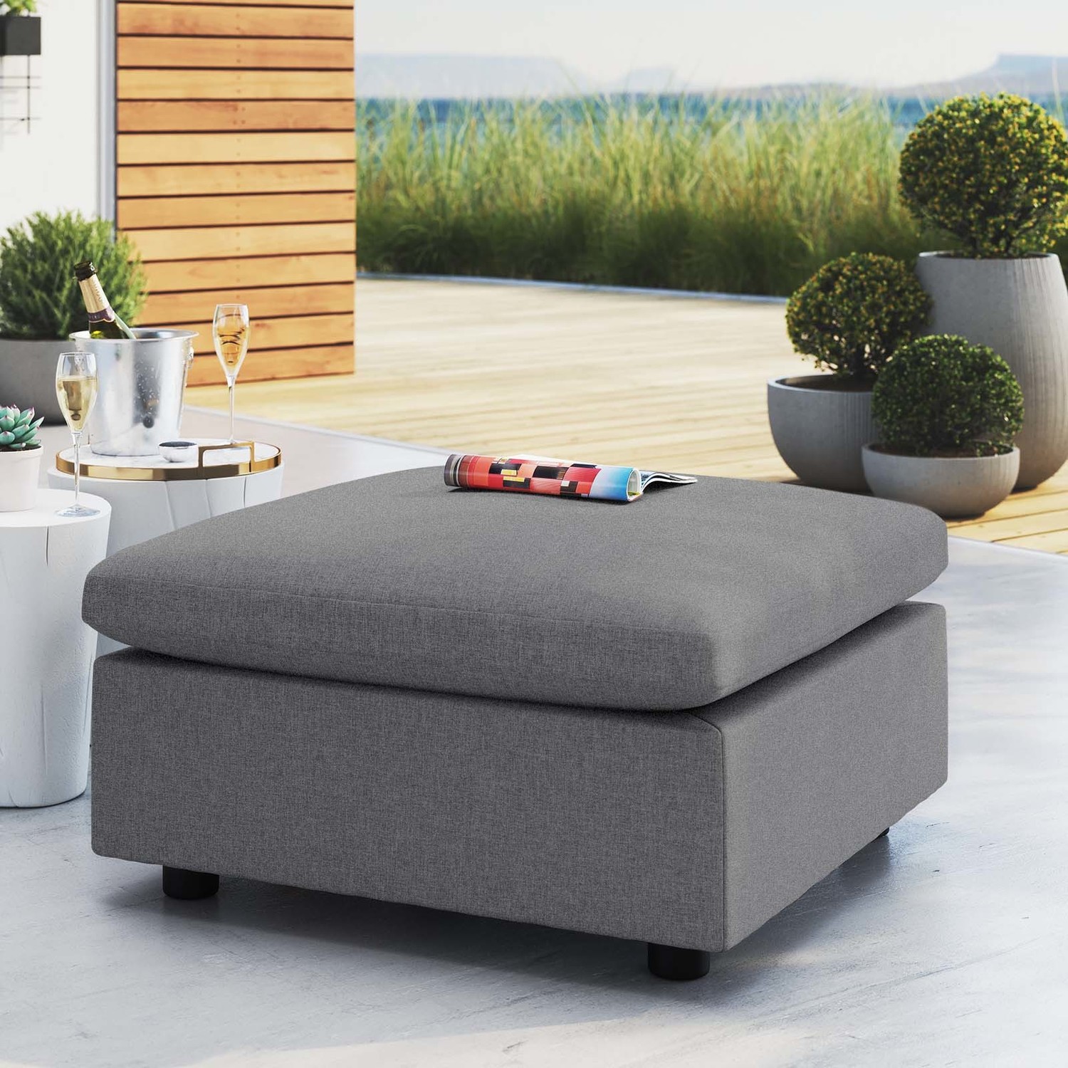 velvet ottoman bench with storage Modway Furniture Sofa Sectionals Gray