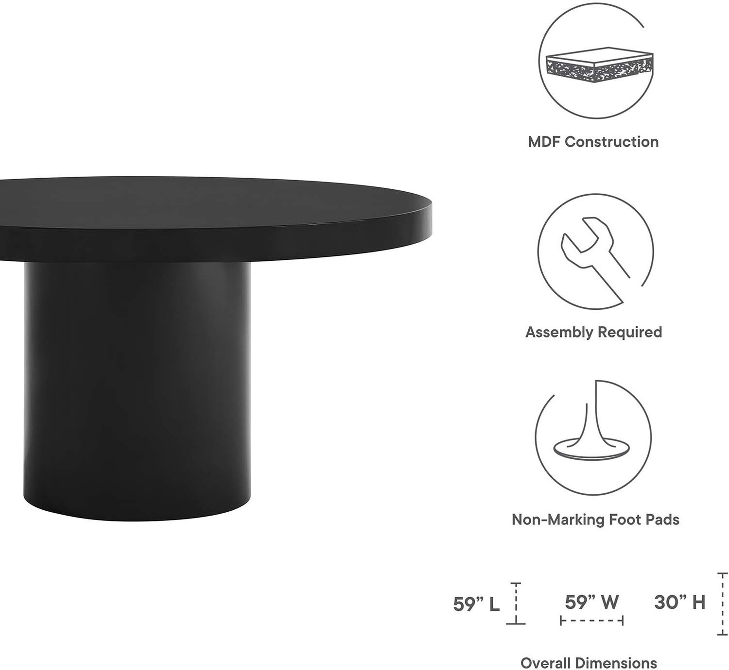 buy round dining table Modway Furniture Bar and Dining Tables Black