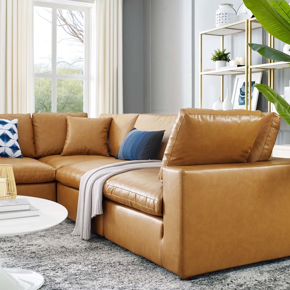 brown chaise sofa Modway Furniture Sofas and Armchairs Tan