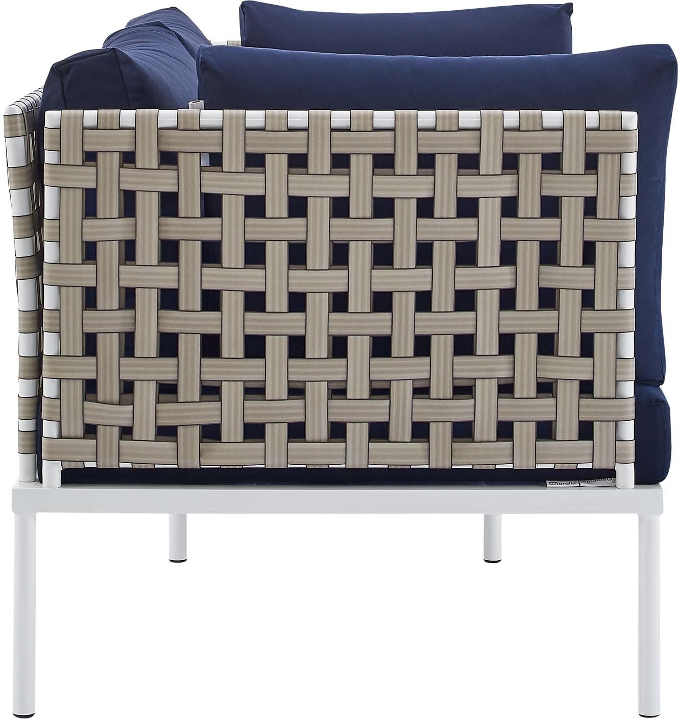 fabric loveseat sofa Modway Furniture Sofa Sectionals Tan Navy