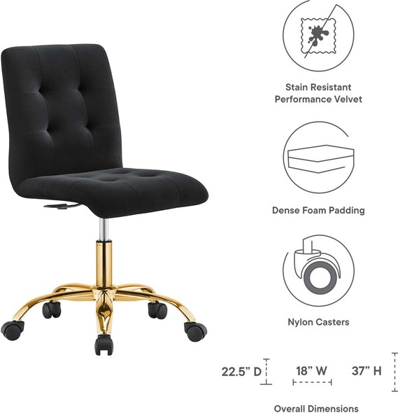 black armless desk chair Modway Furniture Gold Black