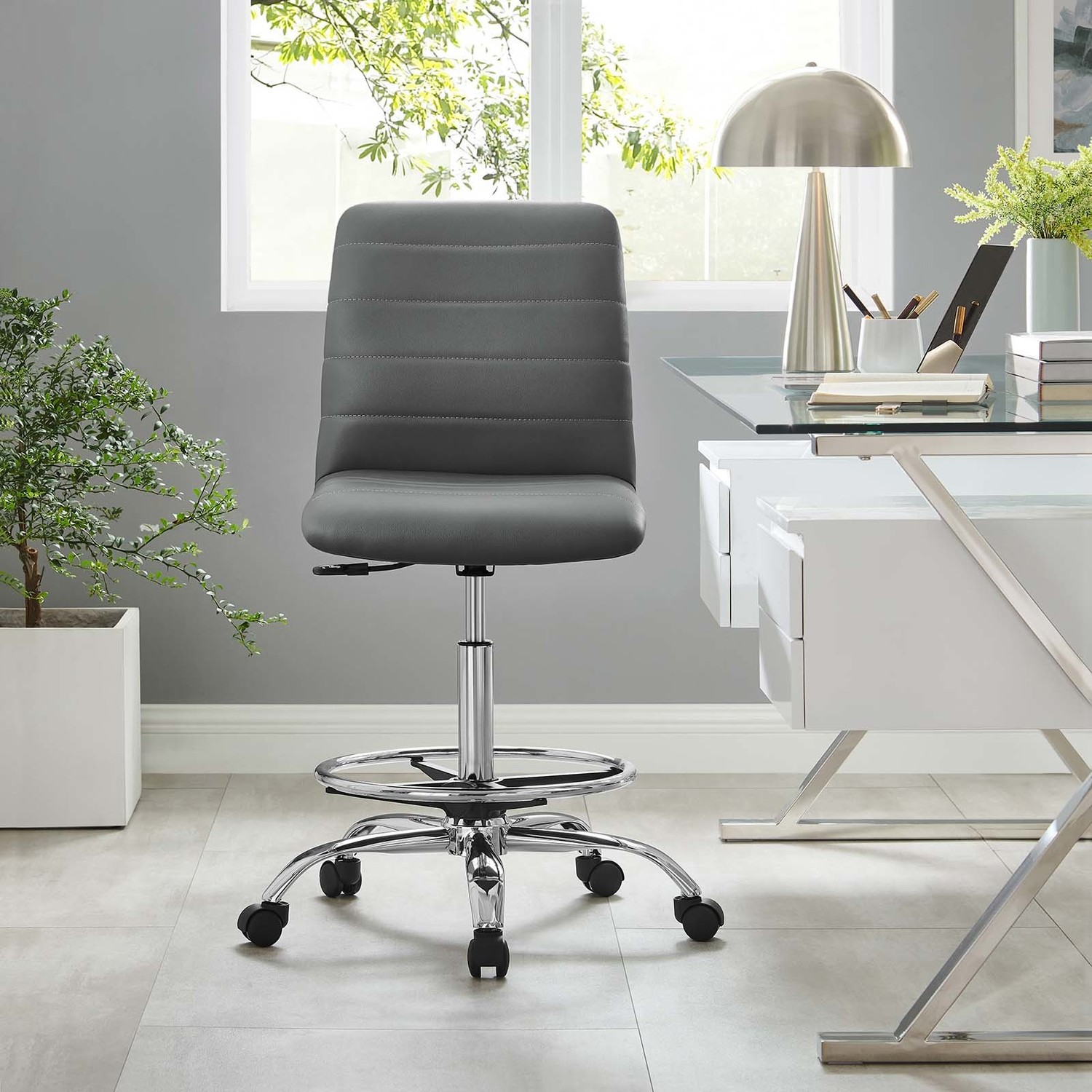 grey spinny chair Modway Furniture Office Chairs Silver Gray