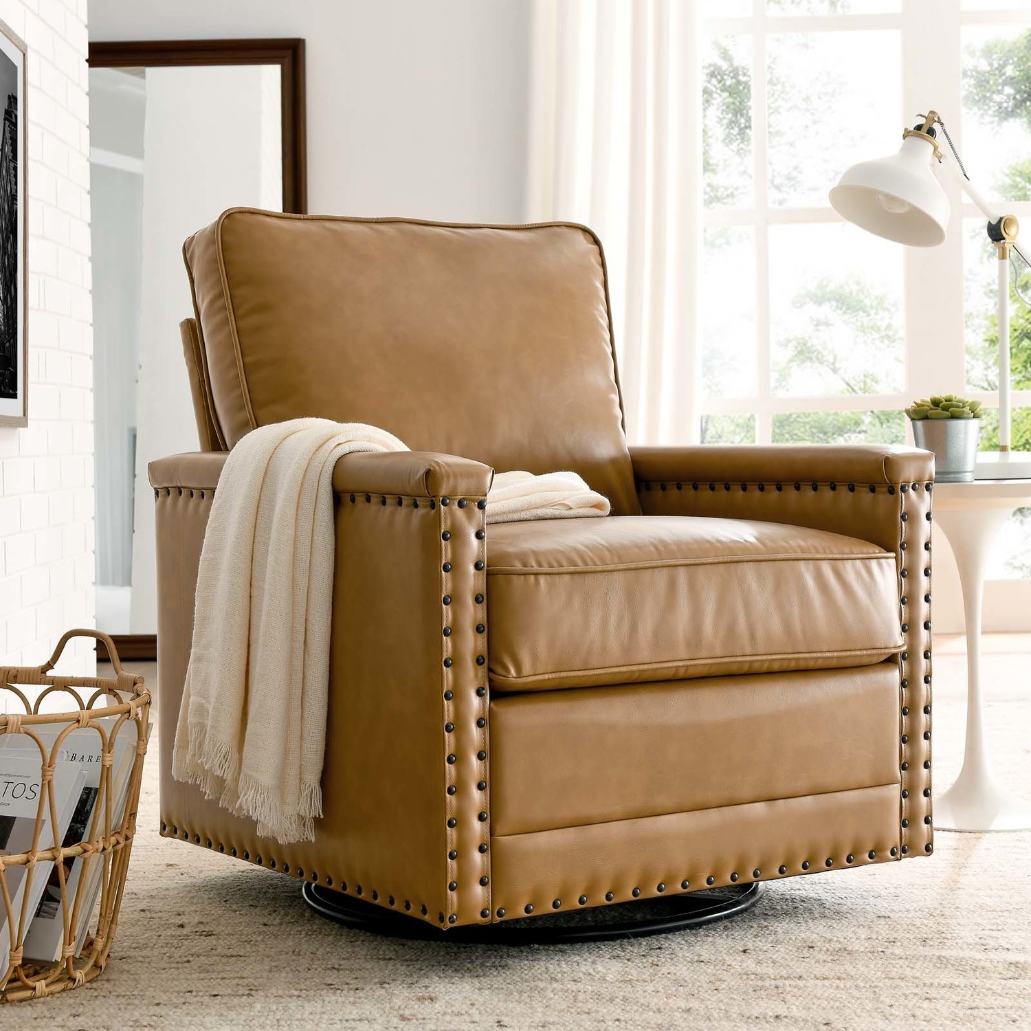 la chaise chair Modway Furniture Sofas and Armchairs Tan