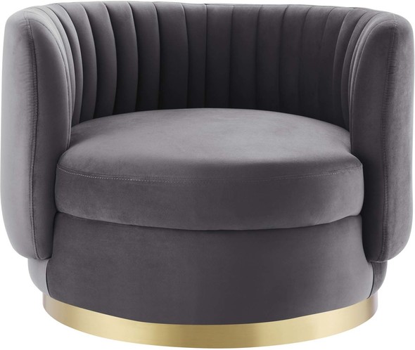high back easy chair Modway Furniture Sofas and Armchairs Gold Gray