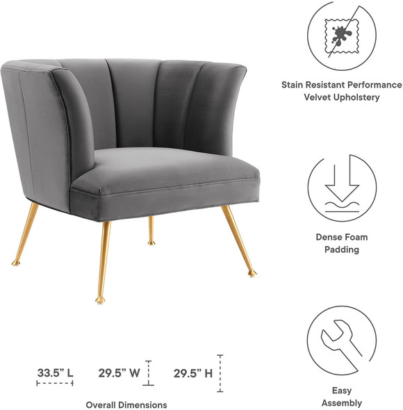 accent chair white and gold Modway Furniture Sofas and Armchairs Gray