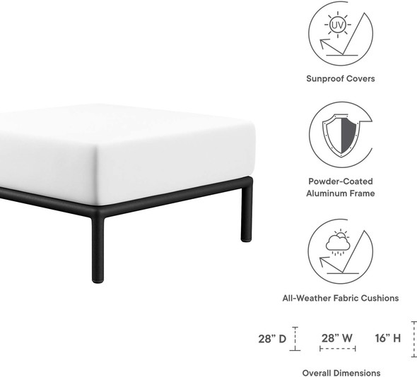 square ottoman stool Modway Furniture Daybeds and Lounges Ivory White