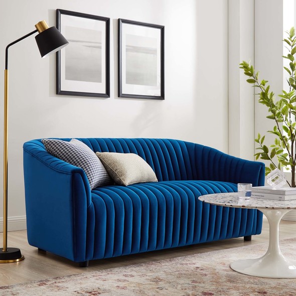 small leather sofa with chaise Modway Furniture Sofas and Armchairs Navy