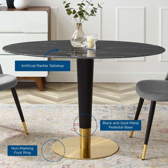 white round table set Modway Furniture Bar and Dining Tables Gold Black