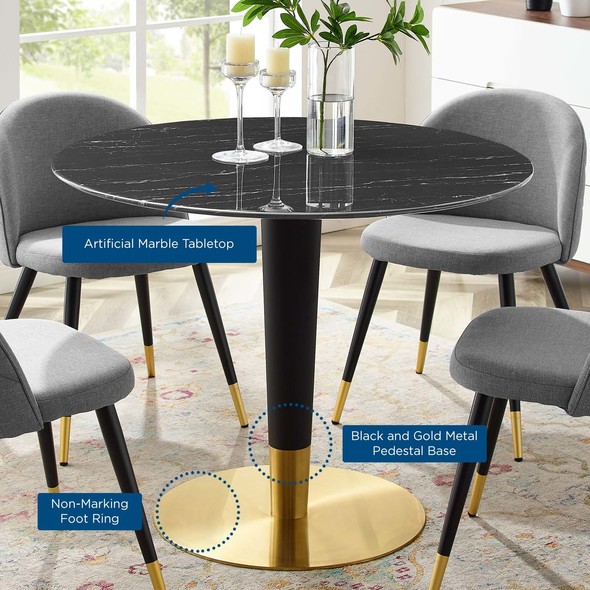 2 people dining table Modway Furniture Bar and Dining Tables Gold Black