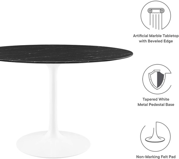 8 person circle dining table Modway Furniture Bar and Dining Tables White Black
