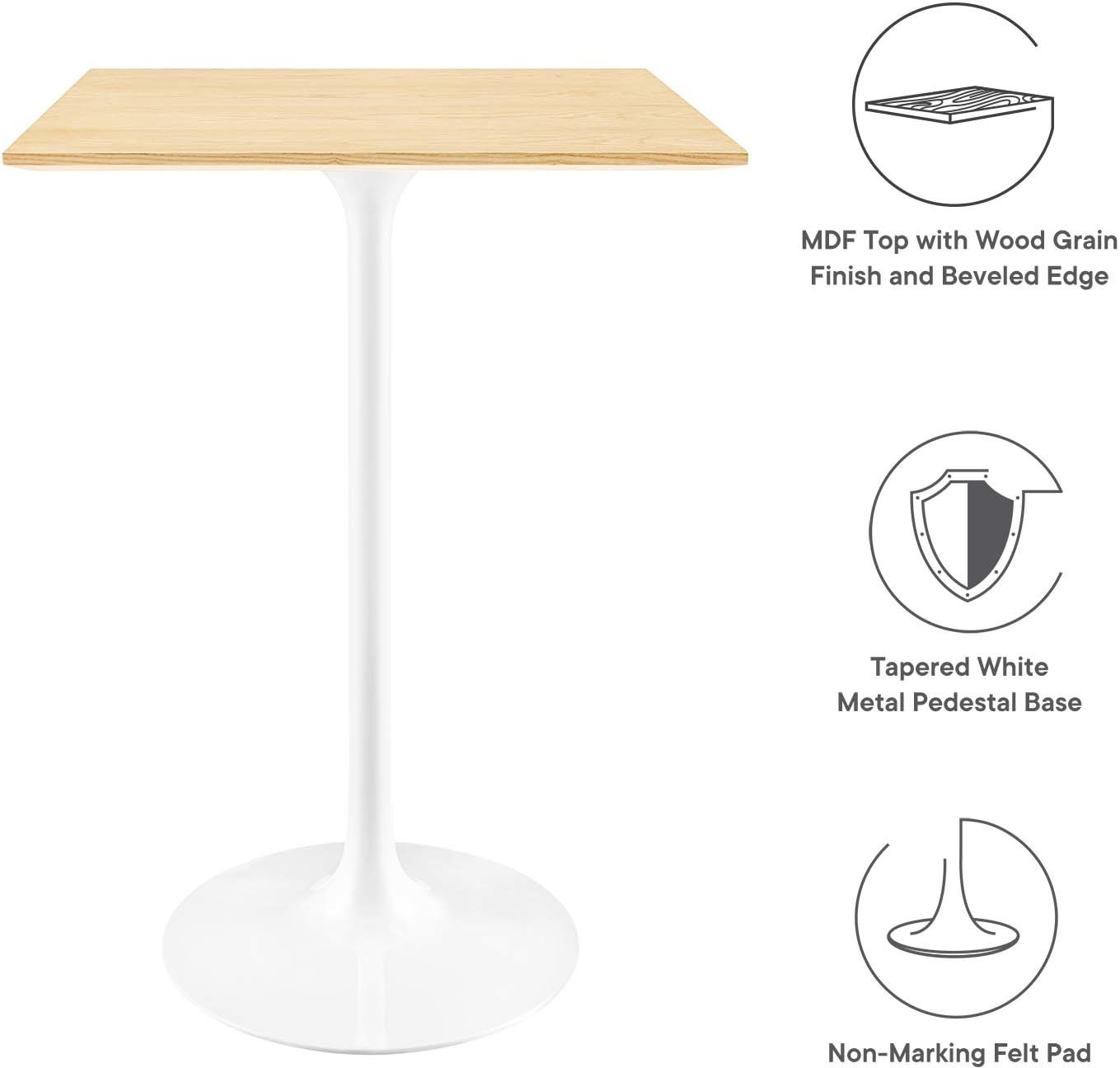 bar table and stools white Modway Furniture Bar and Dining Tables White Natural