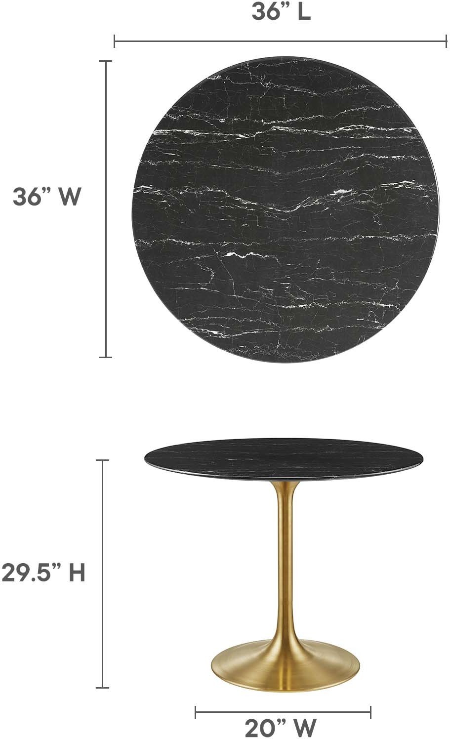 marble dining table chairs Modway Furniture Bar and Dining Tables Gold Black