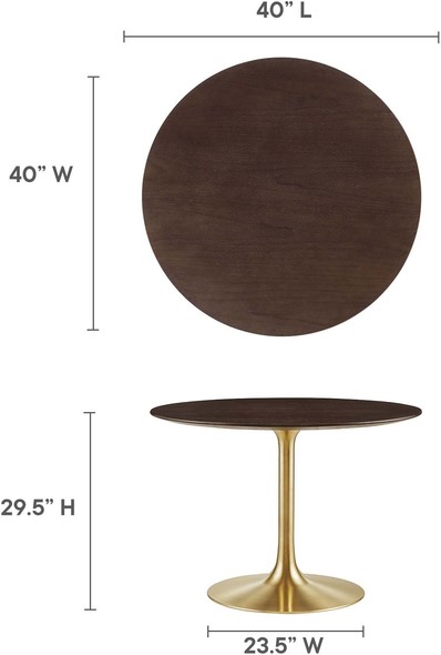 round marble dining table for 8 Modway Furniture Bar and Dining Tables Gold Cherry Walnut