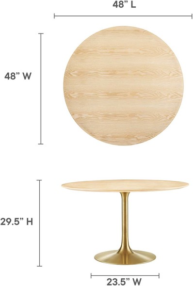 4 people table Modway Furniture Bar and Dining Tables Gold Natural