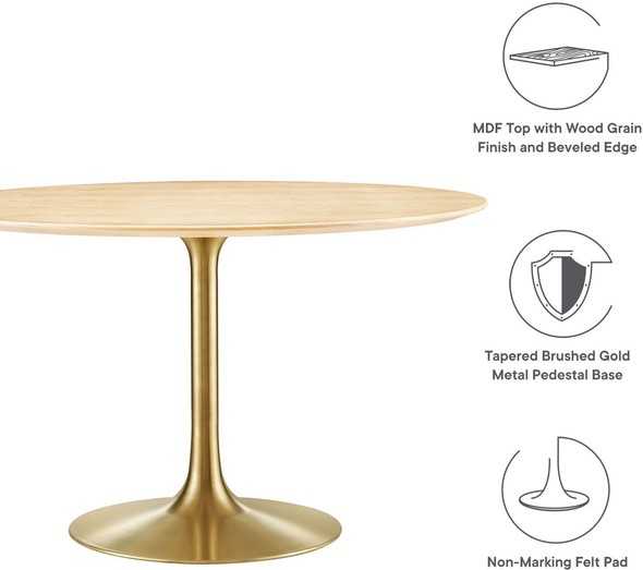 4 people table Modway Furniture Bar and Dining Tables Gold Natural