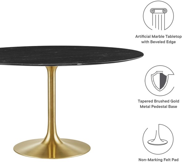 white extension dining table Modway Furniture Bar and Dining Tables Gold Black