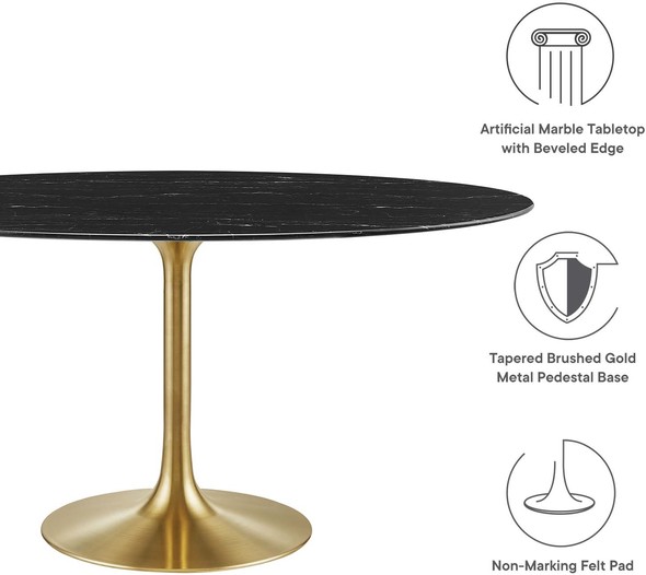 modern marble table Modway Furniture Bar and Dining Tables Gold Black