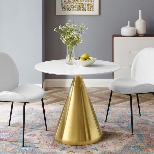 circular dining table extendable Modway Furniture Bar and Dining Tables Gold White