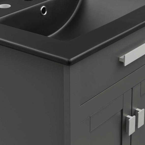 small sink cupboard Modway Furniture Vanities Gray Black