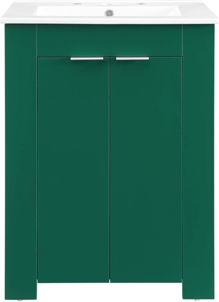 dark wood bathroom cabinet Modway Furniture Vanities Green White
