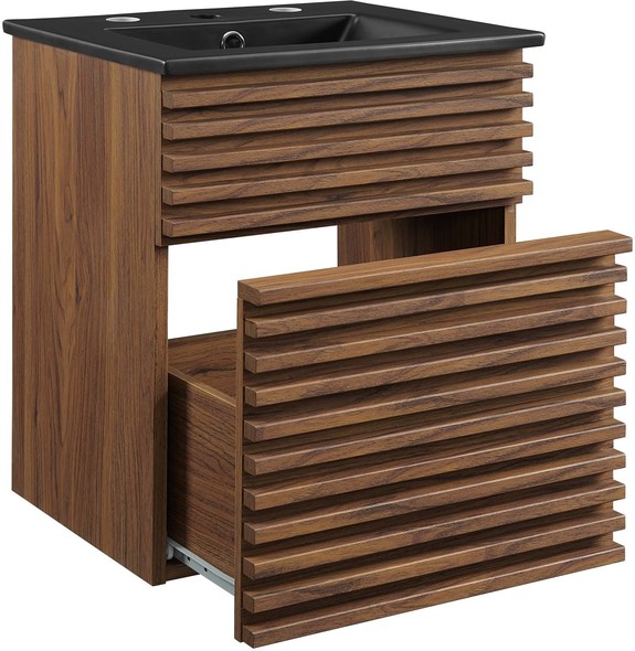 farmhouse bathroom cabinet Modway Furniture Vanities Walnut Black
