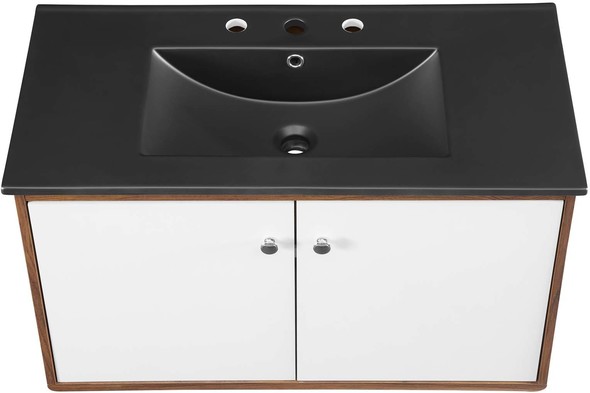 small bathroom vanity with drawers Modway Furniture Vanities Walnut Black
